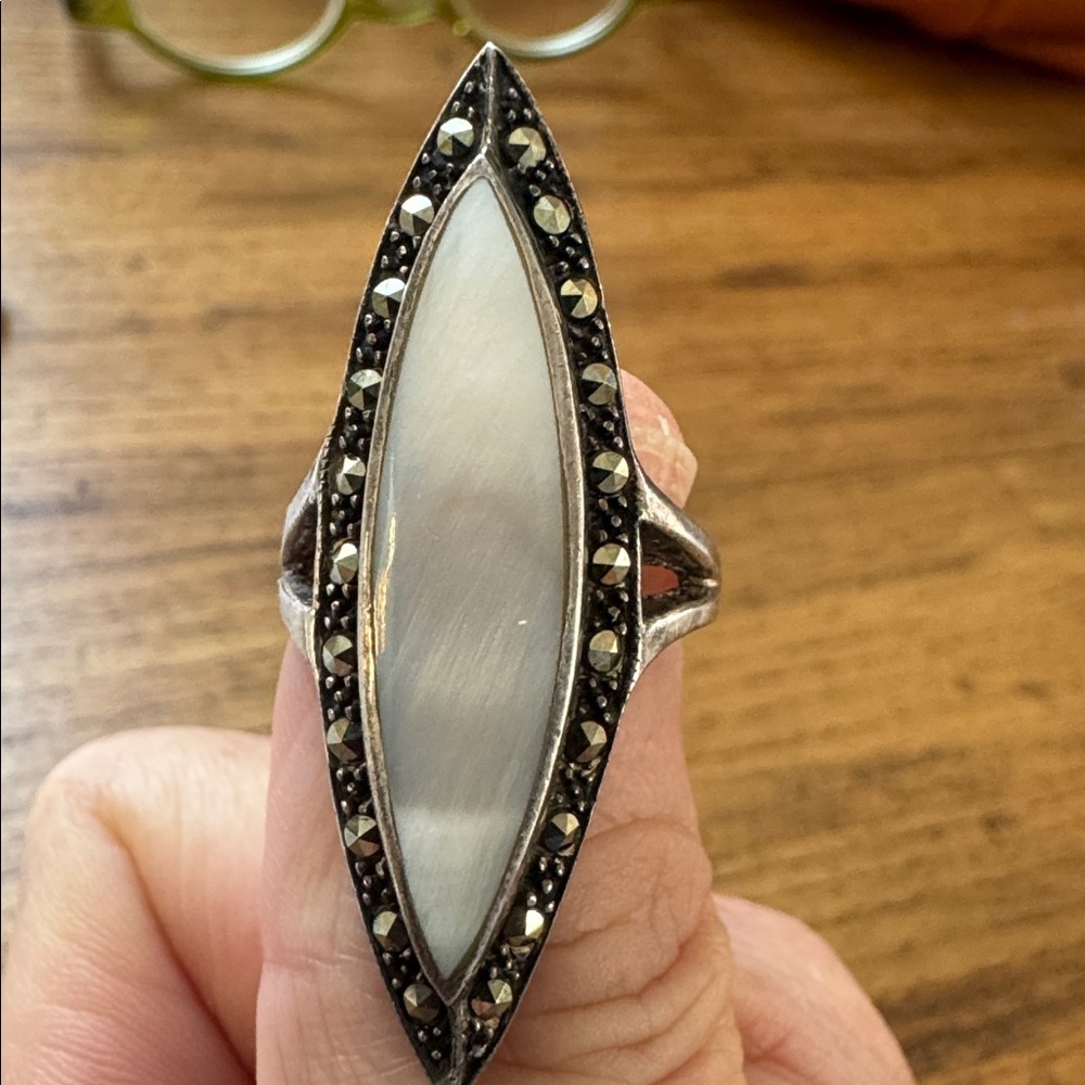 Goth 925 ring size 8 | Long 925 Marquise Ring | Unisex ring size 8 | stage wear